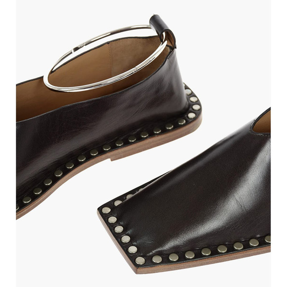 Jil Sander Brown Studded Ballet Flats With Anklet - Picture 3 of 14